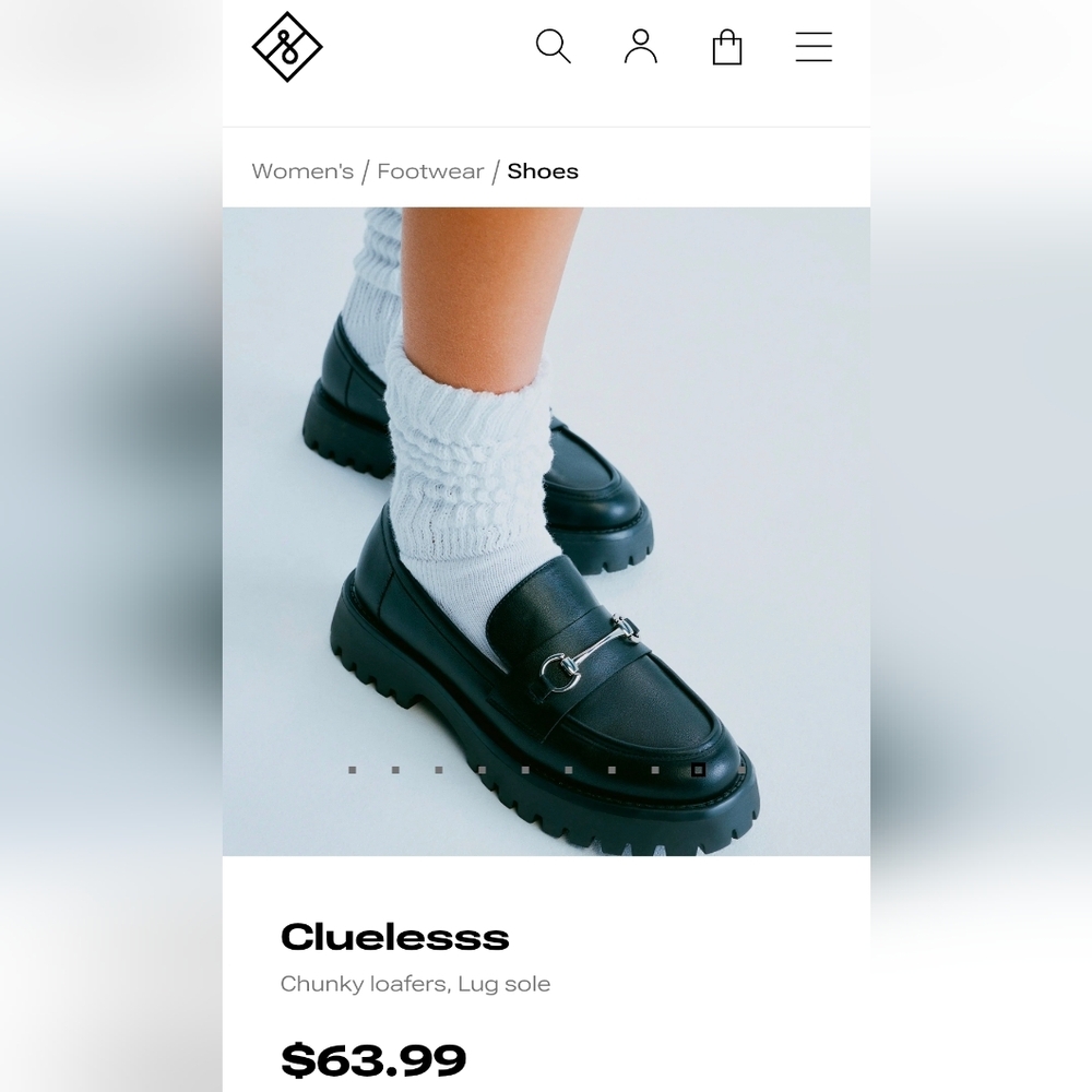 "Clueless" Black Vegan Loafers with Silver Accents